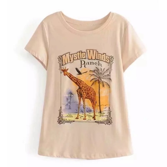 Mystic Winds Ranch Giraffe Boho Graphic T-Shirt - Picture 6 of 6